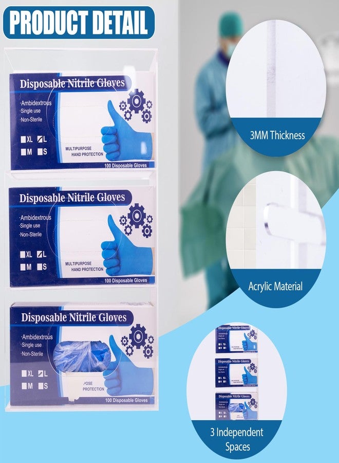 WodGod Wall-Mounted Acrylic Glove Box Dispenser Holder,3 Cartons Capacity,Glove & Facial Tissue Wire Rack for Kitchen,Healthcare,Hospital,Workshop,Office,Etc(Each Grid 9.5”x5.1”x3”) - Image 5